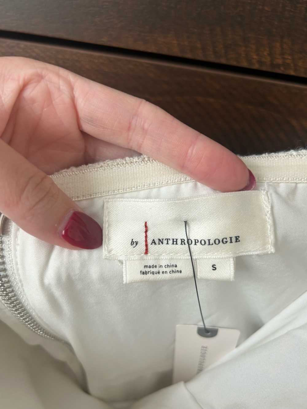 Anthropologie Cream Floral Appliqué Strapless Tweed Dress - Picture 3 of 4